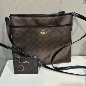 Coach Brown Crossbody Bag and Key ID Pouch Set